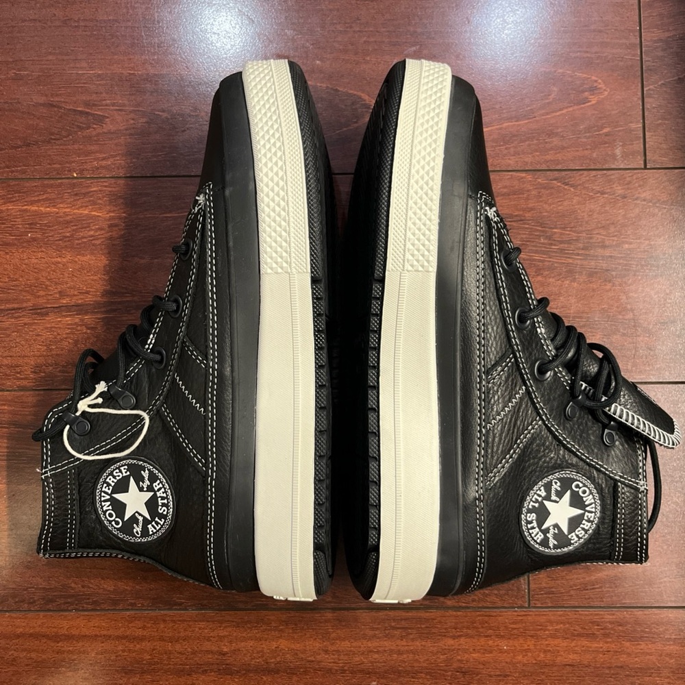 Womens 7.5 Converse Equip Hi Top Boot Leather Waterproof Shoe Black A08555C New - Picture 3 of 16